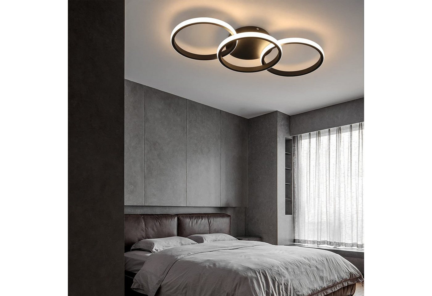 ZMH LED Deckenleuchte Deckenlampe Moderne 36W 60cm Wohnzimmer Esszimmer CCT/mit FB, Augenschutz, LED fest integriert, Warmweiß, LED Deckenlampe Modern Design 36W Schlafzimmerlamp Bild 2