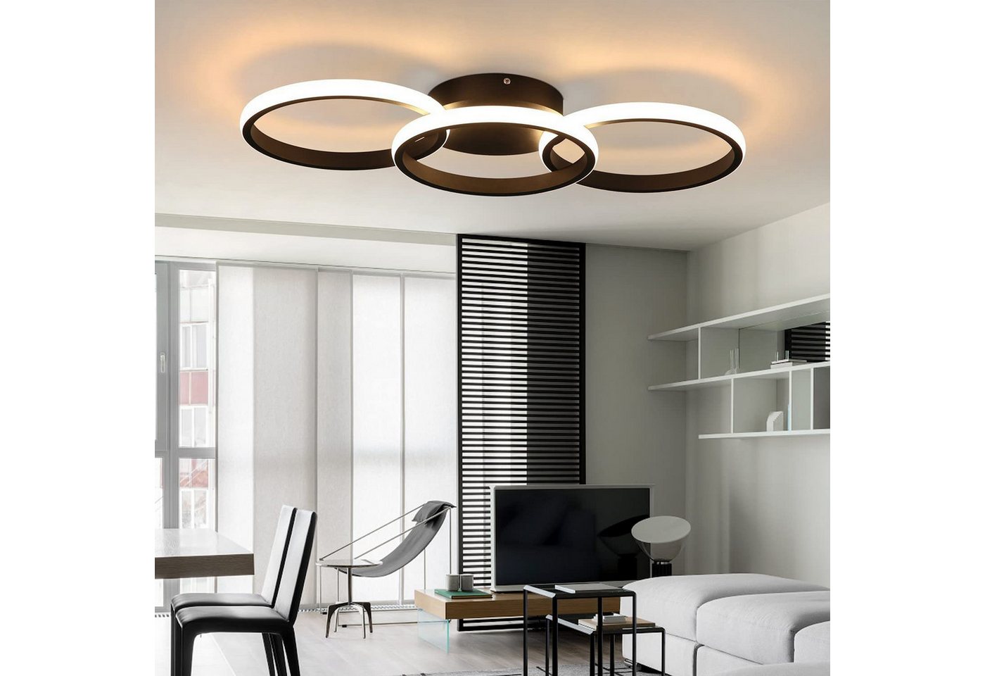ZMH LED Deckenleuchte Deckenlampe Moderne 36W 60cm Wohnzimmer Esszimmer CCT/mit FB, Augenschutz, LED fest integriert, Warmweiß, LED Deckenlampe Modern Design 36W Schlafzimmerlamp Bild 4