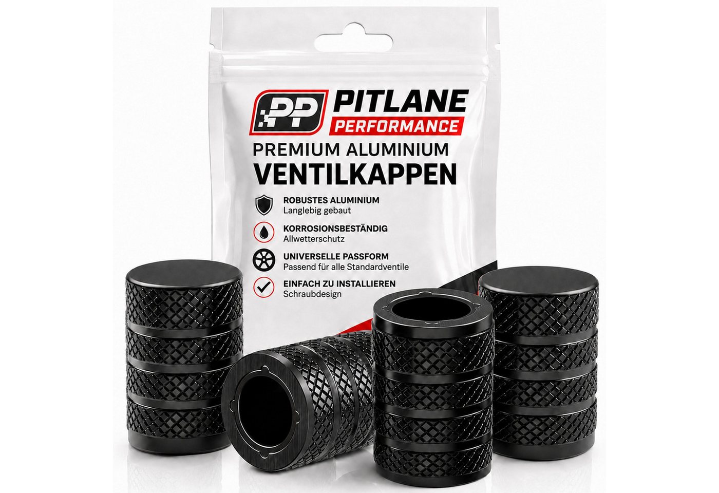Pitlane Performance Ventilkappe Alu-Ventilkappen für Schrader-Ventile, (Ventilkappen-Set, 4-St., 4 Stück aus Aluminium), Korrosionsschutz und innenliegende Dichtung Bild 5