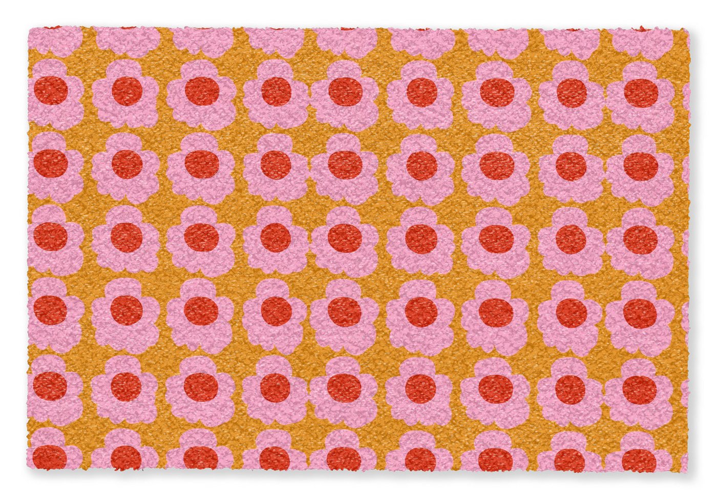 OnlyWow Teppich Retro - Blumen - Rosa, Rechteckig, Wohnzimmer, Rutschfest, Kurzflor 120x80 cm Bild 3