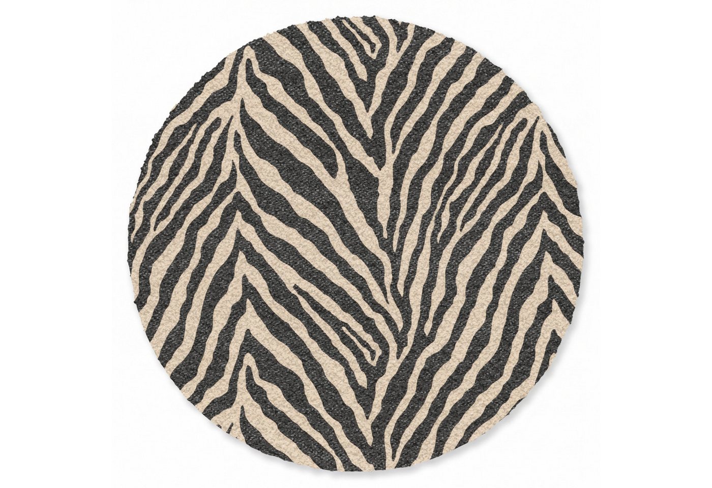 OnlyWow Teppich Rund Zebra - Klassisch - Schwarz, Rechteckig, Wohnzimmer, Schlafzimmer, Kurzflor 90x90 cm Bild 2