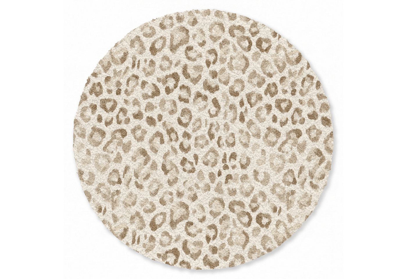 OnlyWow Teppich Rund Leopard - Klassisch - Beige, Rechteckig, Wohnzimmer, Schlafzimmer, Kurzflor 90x90 cm Bild 5