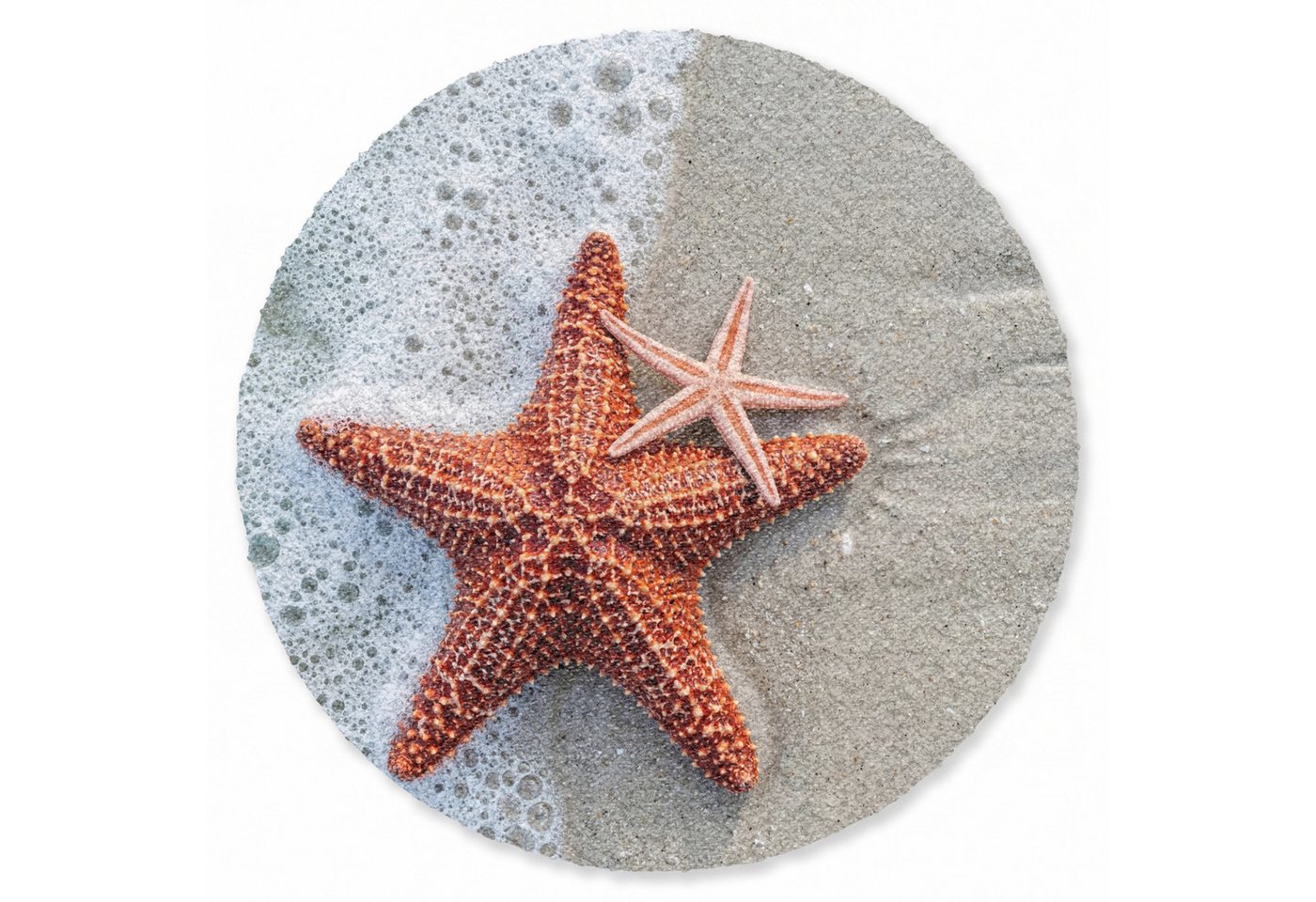 OnlyWow Teppich Rund Seestern - Strand - Meer, Rechteckig, Wohnzimmer, Schlafzimmer, Kurzflor 90x90 cm Bild 3