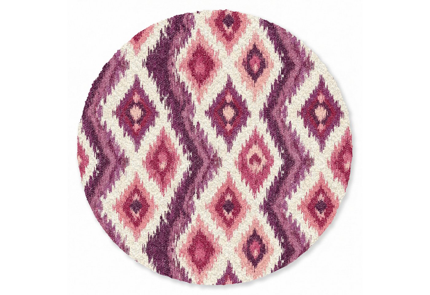 OnlyWow Teppich Rund Muster - Lila - Zickzack, Rechteckig, Wohnzimmer, Schlafzimmer, Kurzflor 90x90 cm Bild 5