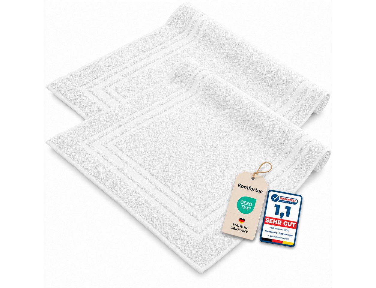 Komfortec Badematte 2er Badetuch Set aus 100% Baumwolle 50x70 cm Extra Weich & Saugstark, Rechteckig, 600 g/m² Bild 4