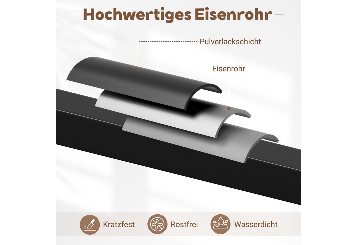 Clanmacy Treppengeländer 150 cm Schwarz, aus Eisen, 30 x 30 mm, zweiteilig, für Treppe und Flur Bild 5