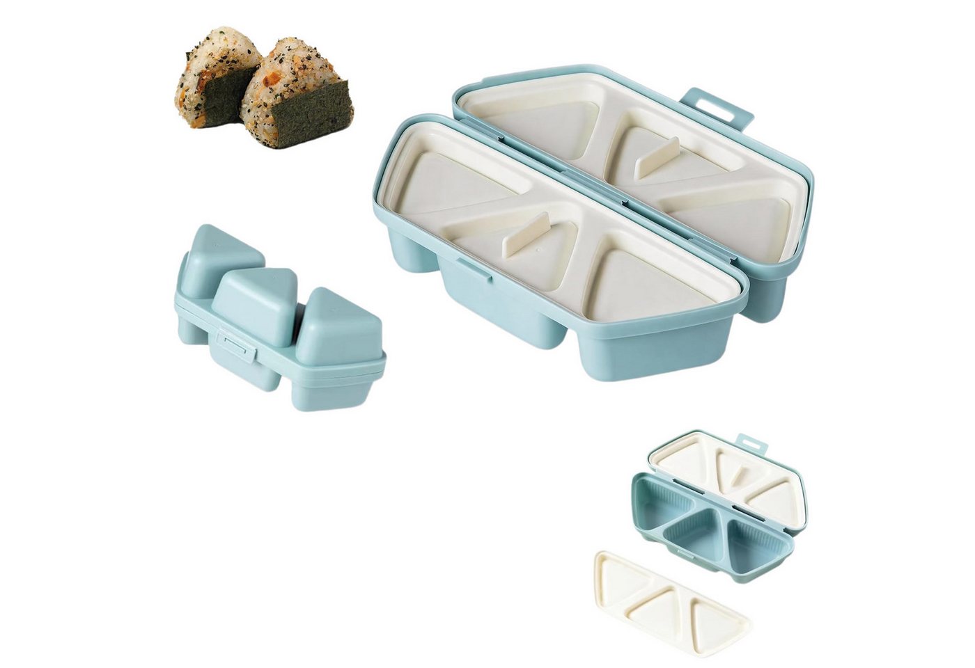 FOUORTUNATE-BEE Sushi-Roller Dreieckige Onigiri Form 6er Set Sushi Reismacher Antihaft Form, Onigiri Maker für Bento Lunchbox Picknick Camping Reis Snacks