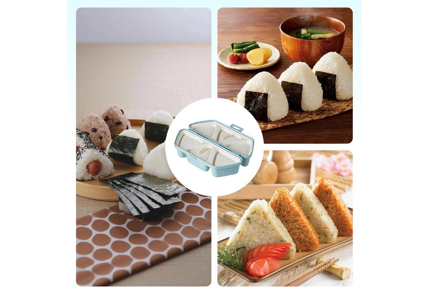 FOUORTUNATE-BEE Sushi-Roller Dreieckige Onigiri Form 6er Set Sushi Reismacher Antihaft Form, Onigiri Maker für Bento Lunchbox Picknick Camping Reis Snacks Bild 5