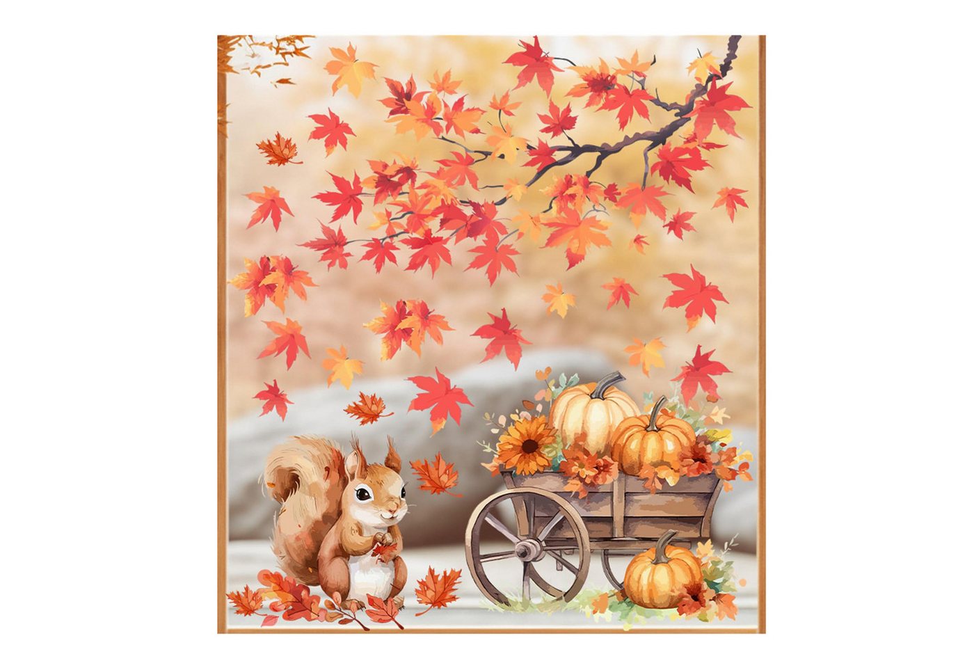 Sorvyzxn Fensterbild Herbst Fenstersticker, Fensteraufkleber mit Kürbis & Ahornblatt Design, Selbstklebende Fensterdeko für Halloween, Erntedank und Zuhause Bild 5