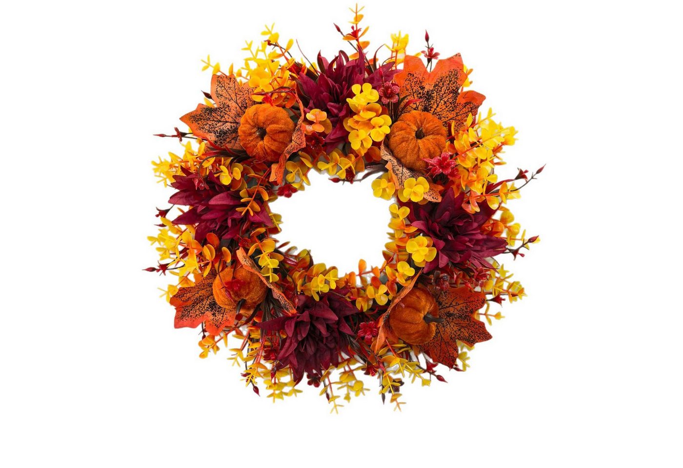 Diwzbyn Dekokranz Herbstkranz, Herbst-Haustür-Kranz mit verschiedenen Kürbis-Cluster Bild 5