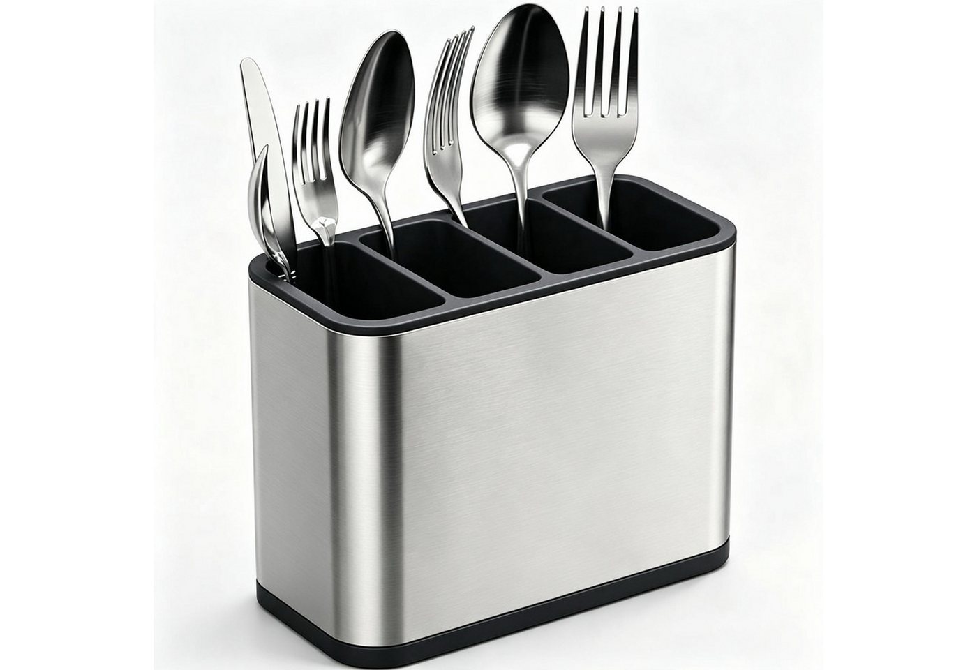 ibettertec Kochbesteckhalter Besteckhalter aus Edelstahl, 4 Fächer Küchenutensilien Abtropfgestell, Abtropfschale,Besteckhalter,Küchenutensilienhalter,4 Fächer Bild 4