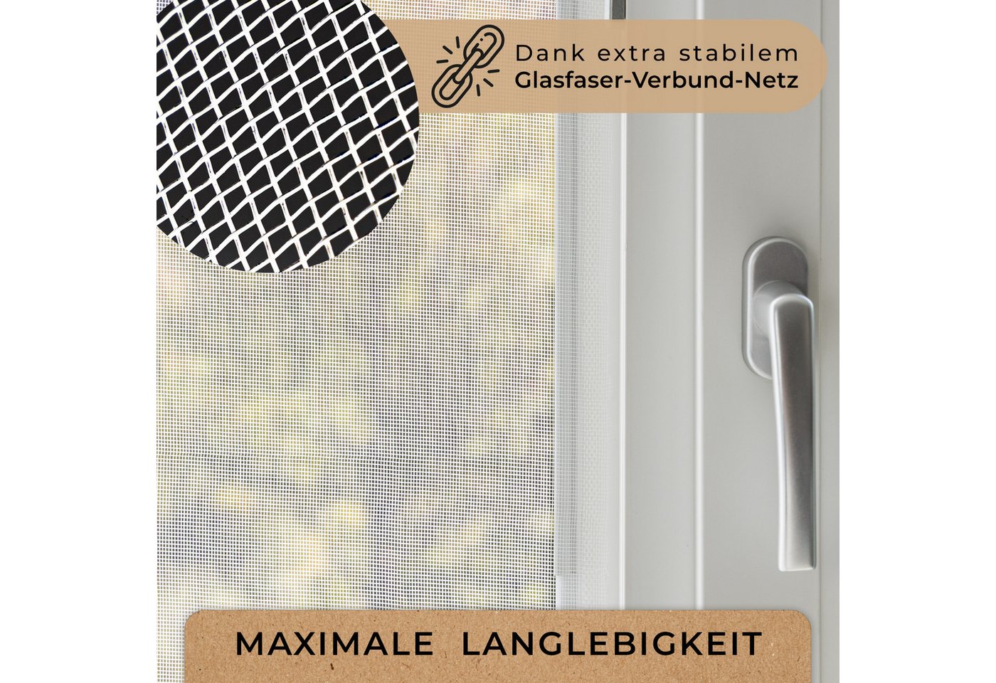 MÜCKENMEISTER Fliegengitter-Gewebe - Fliegengitter Fenster aus Glasfaser - zuschneidbar mit Klebestreifen, verschiedene Größen: 120x240, 130x150, 130x450, 170x180 Bild 2
