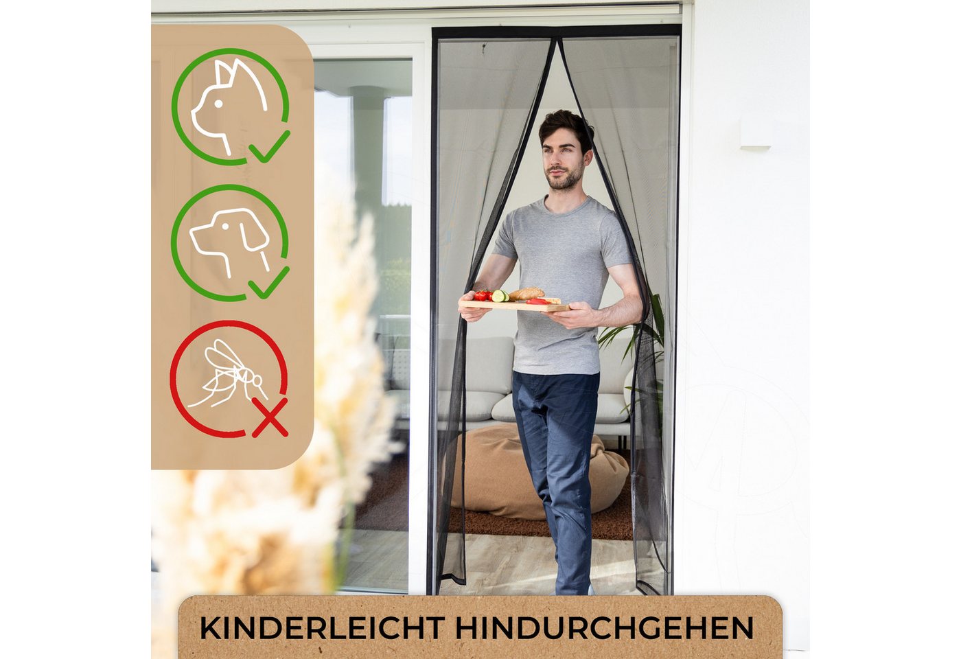 MÜCKENMEISTER Insektenschutz-Tür - Fliegengitter Balkontür mit Magnet - Insektenschutz Terassentür, Größen: 200x90, 210x90, 210x100, 220x100, 220x110, 220x120 Bild 4