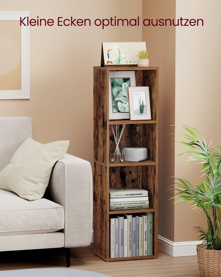 VASAGLE Bücherregal mit verstellbaren Ablagen, für Wohnzimmer, Homeoffice, Schlafzimmer, 4-stöckiges Regal, offenes Aufbewahrungsregal, 24 x 30 x 106 cm