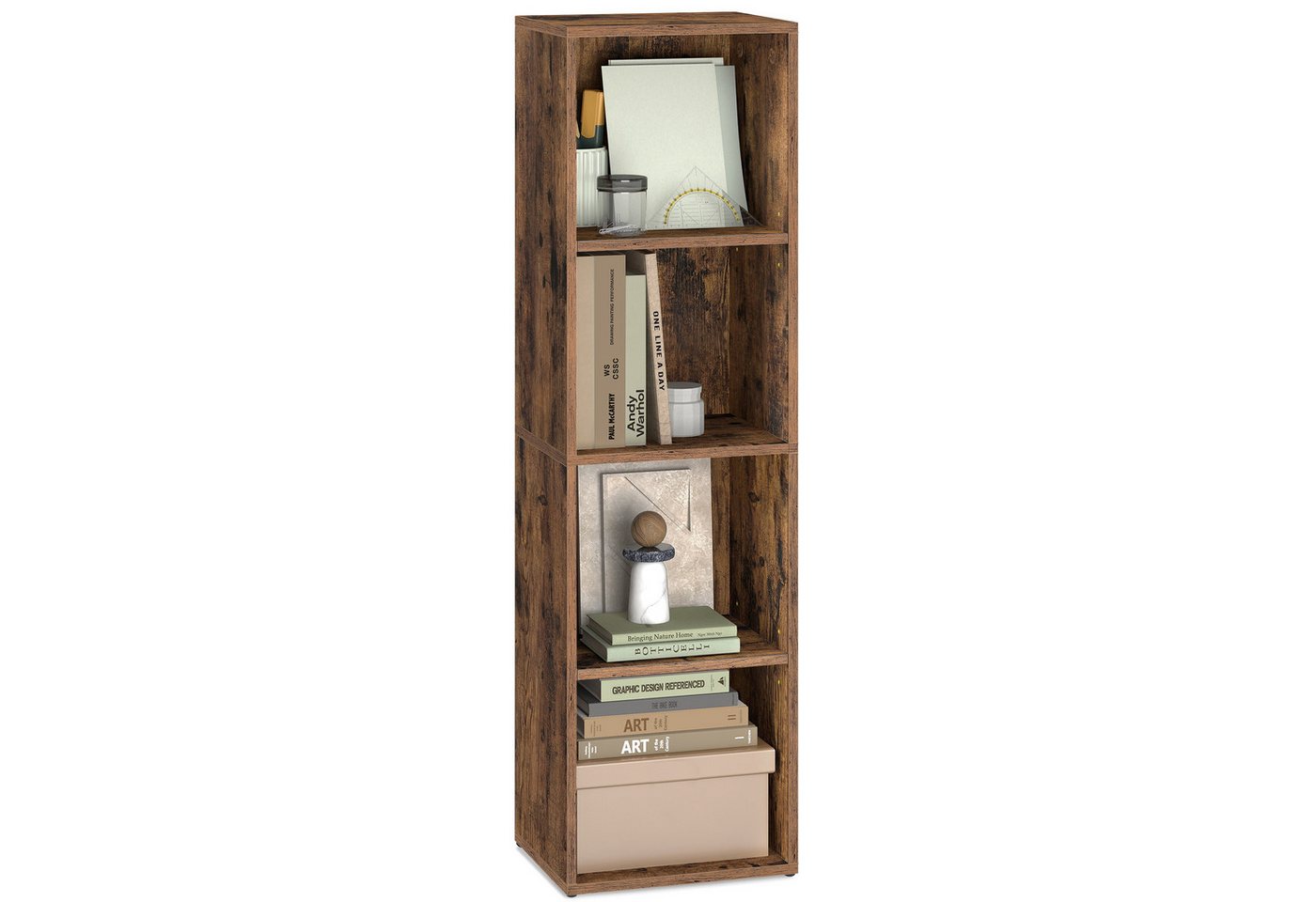 VASAGLE Bücherregal mit verstellbaren Ablagen, für Wohnzimmer, Homeoffice, Schlafzimmer, 4-stöckiges Regal, offenes Aufbewahrungsregal, 24 x 30 x 106 cm Bild 2