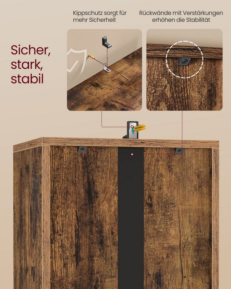 VASAGLE Bücherregal mit verstellbaren Ablagen, für Wohnzimmer, Homeoffice, Schlafzimmer, 4-stöckiges Regal, offenes Aufbewahrungsregal, 24 x 30 x 106 cm Bild 3