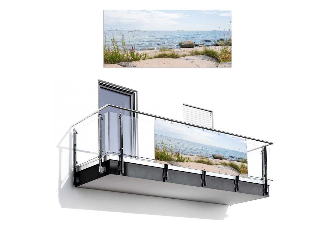 MuchoWow Balkonsichtschutz Strand - Meer - Kieselsteine (1-St) Balkon Sichtschutz 90x200, Windschutz für Zaun PVC, 200x90 cm