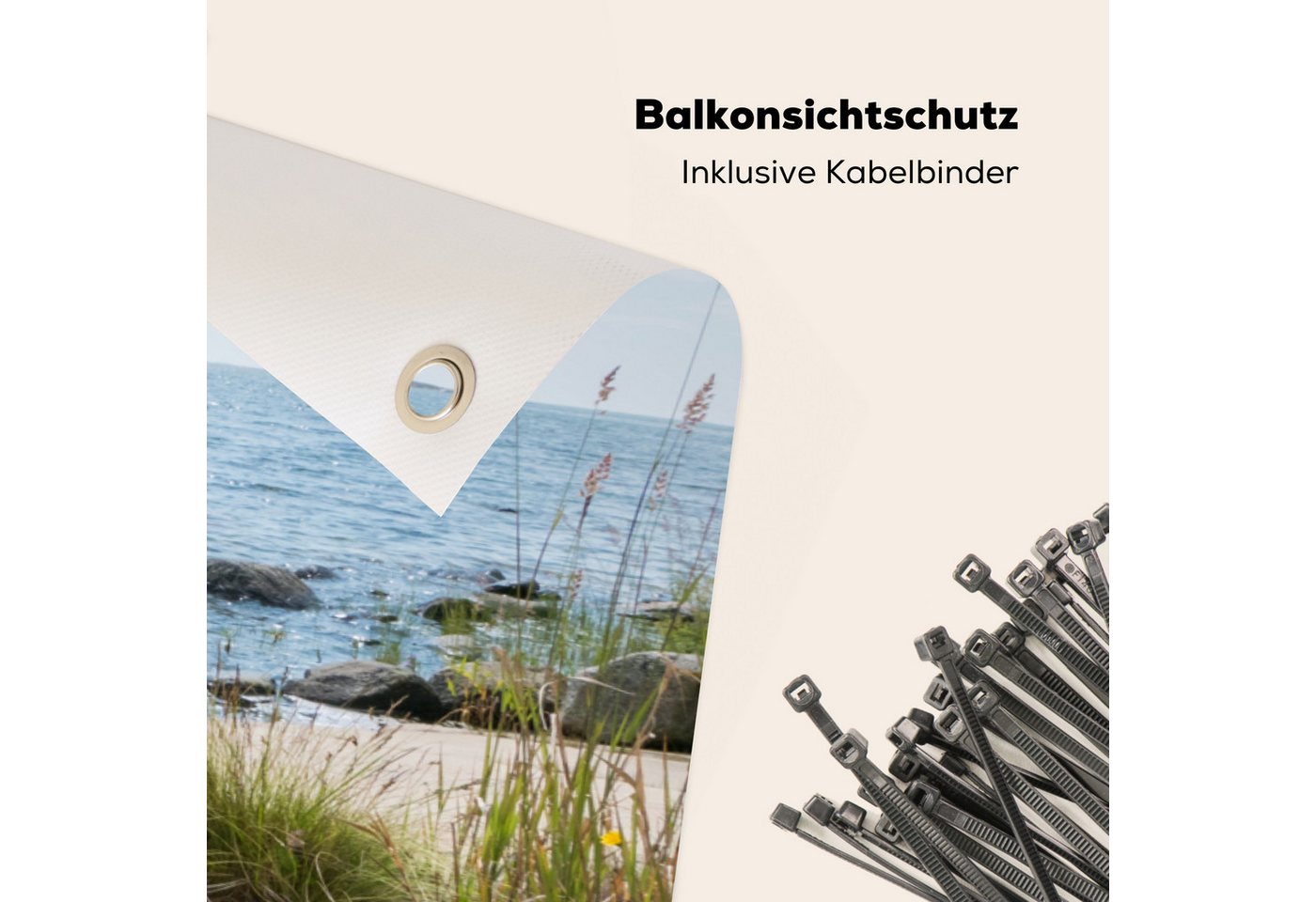MuchoWow Balkonsichtschutz Strand - Meer - Kieselsteine (1-St) Balkon Sichtschutz 90x200, Windschutz für Zaun PVC, 200x90 cm Bild 4