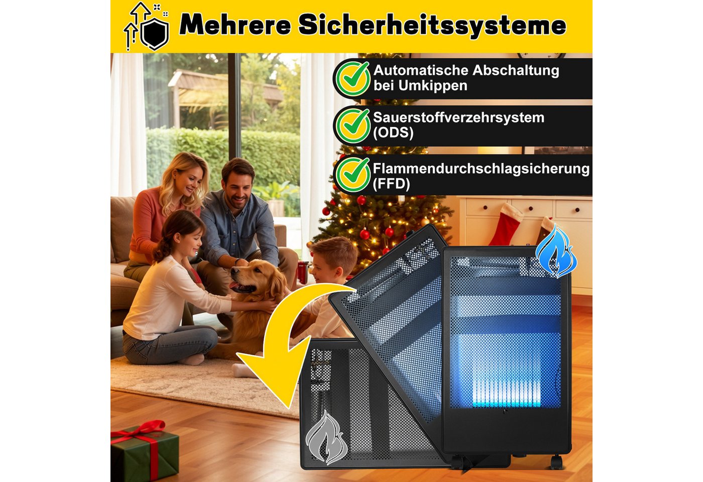 Clanmacy Heizgerät Infrarot Gasheizung 3800 Watt inkl. Schlauch & Druckminderer, für Buta, 3800 W