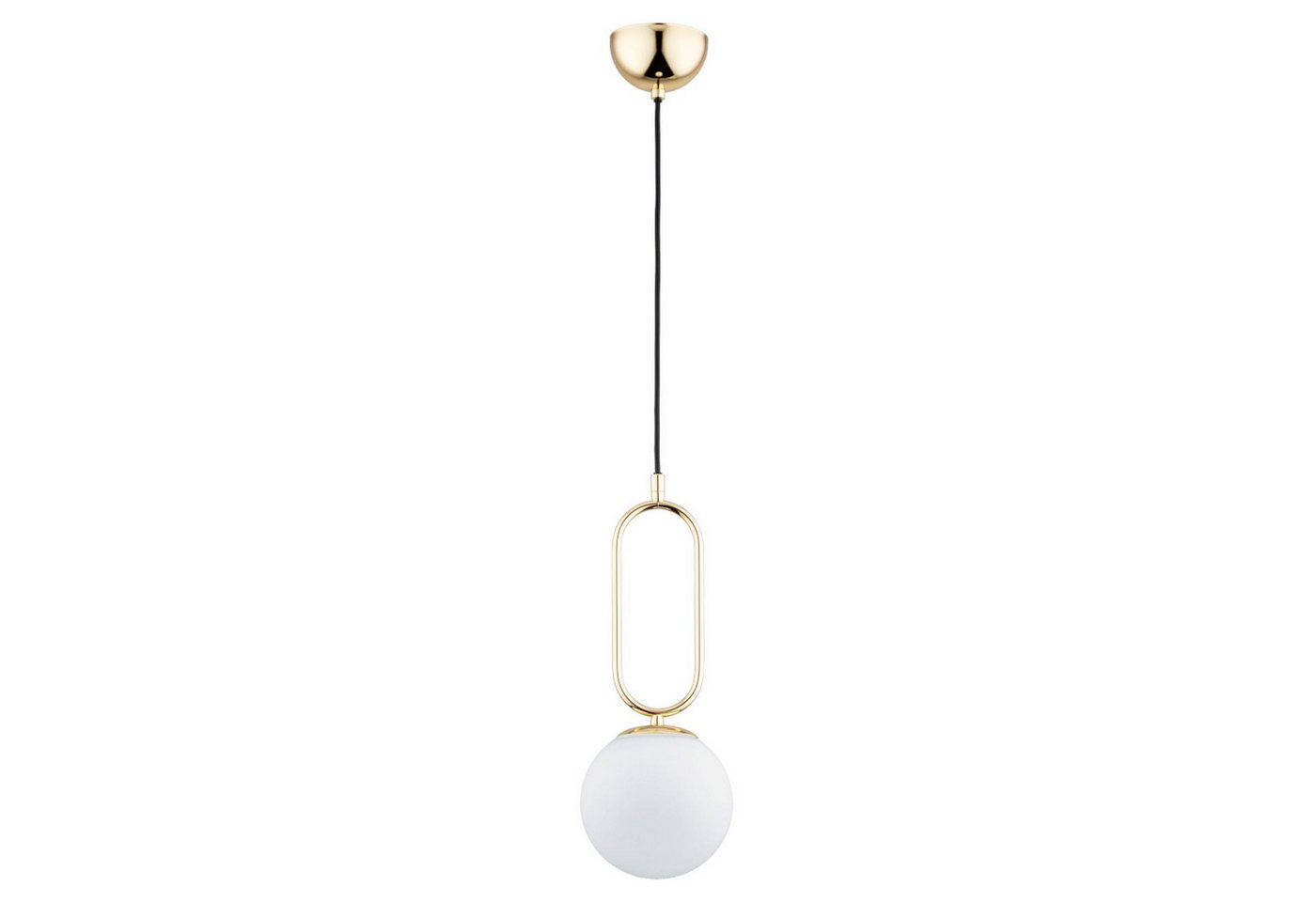 Licht-Erlebnisse Pendelleuchte MERLO, ohne Leuchtmittel, Glas Metall E14 B: 15 cm H: max. 90 cm in Gold Weiß Kugel Schirm Retro Bild 2