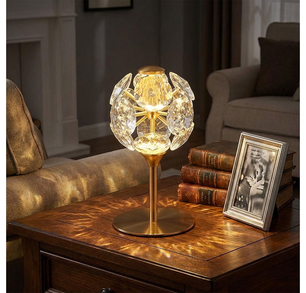 GLOBO LIGHTING LED Tischleuchte, LED-Leuchtmittel fest verbaut, Warmweiß, Tischlampe Nachttischlampe Tischleuchte Kristalllampe LED H 26,5 cm