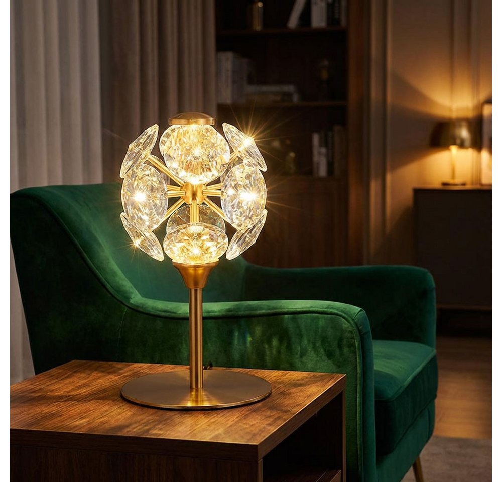 GLOBO LIGHTING LED Tischleuchte, LED-Leuchtmittel fest verbaut, Warmweiß, Tischlampe Nachttischlampe Tischleuchte Kristalllampe LED H 26,5 cm Bild 3
