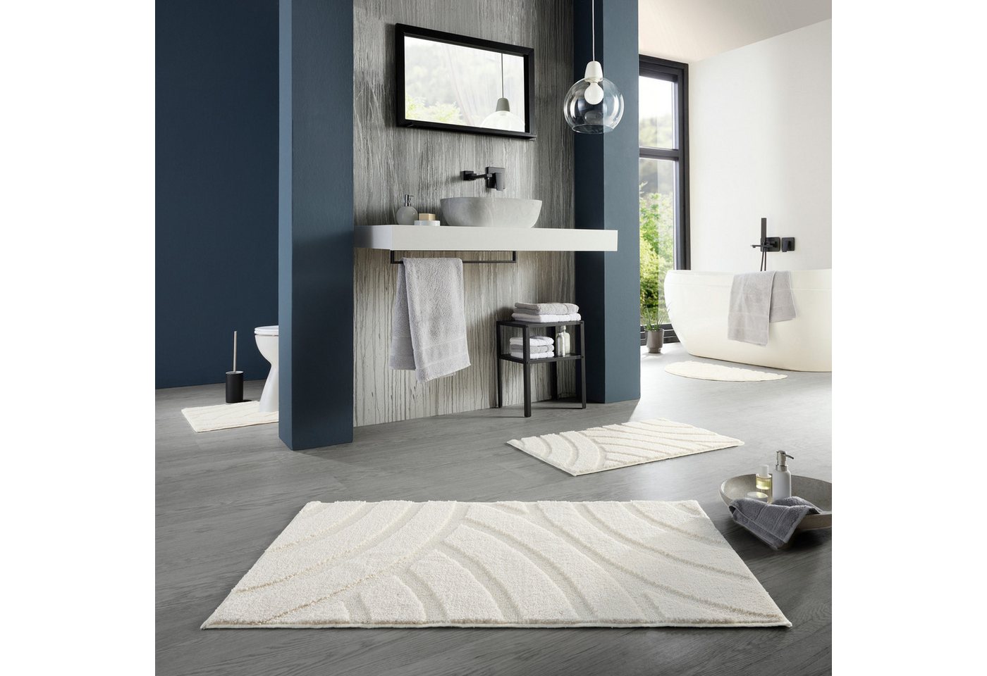 REDBEST WC-Vorleger WC-Umrandung "Napa", Uni/Streifen/Grafik/Hoch- Tiefstruktur