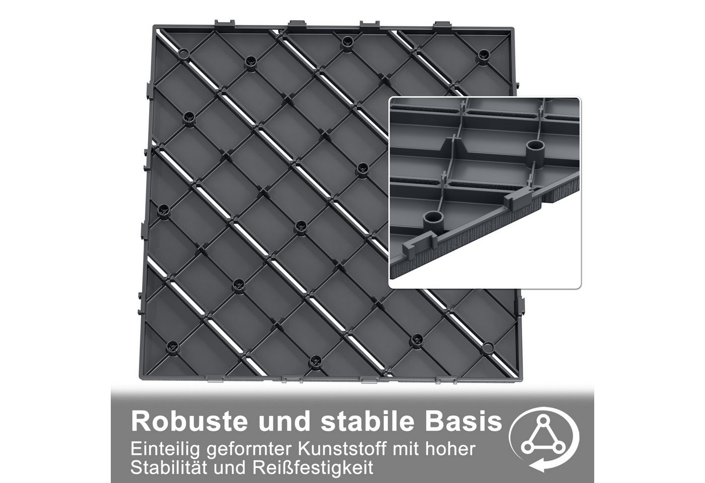 FIVMEN Terrassendielen Fliesen Klickfliesen Bodenbelag 30x30cm, Anthrazit/Braun(Typ B), (33-St), in Holzoptik für Terrassen, Gärten, Schwimmbäder