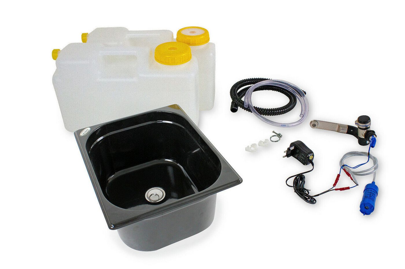 ad-ideen Waschbecken 230V Camping Spüle Technikset 325x265x150mm Schwarz Küche Bild 3