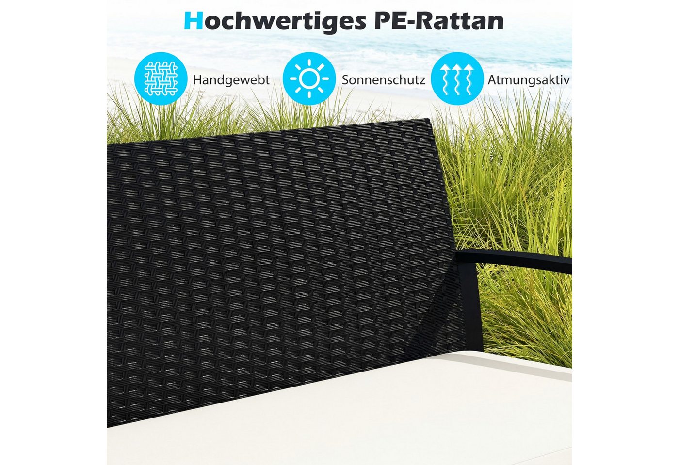COSTWAY Gartenlounge-Set, (4-tlg), Balkonmöbel mit Tisch, Bank für 4 Personen