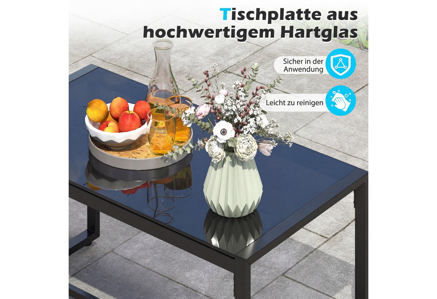 COSTWAY Gartenlounge-Set, (4-tlg), Balkonmöbel mit Tisch, Bank für 4 Personen Bild 3