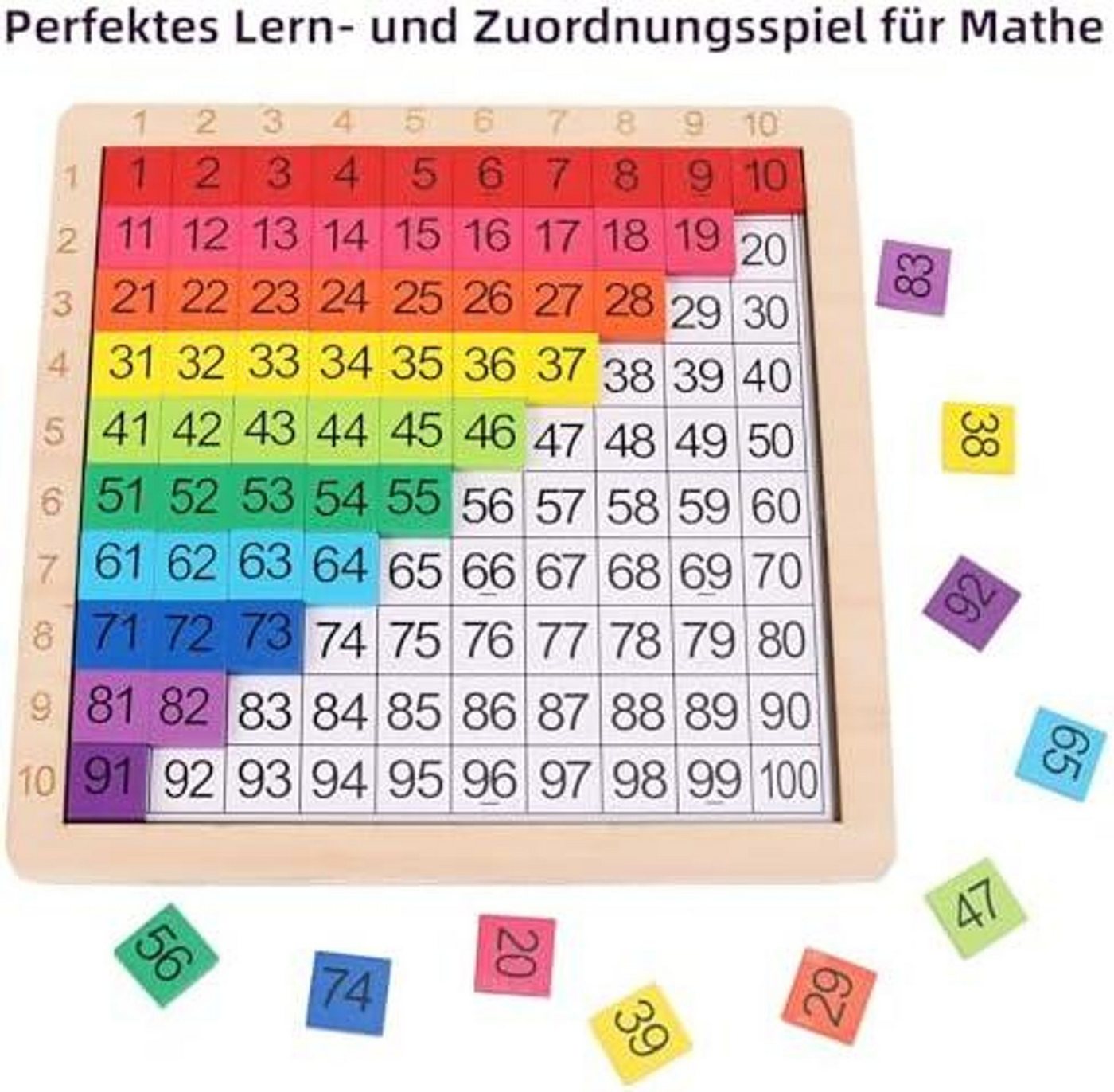 FELIXLEO Rechenschieber Montessori Mathe Spielzeug Hunderterbrett aus Holz Zahlen 1 bis 100, (1-tlg) Bild 2