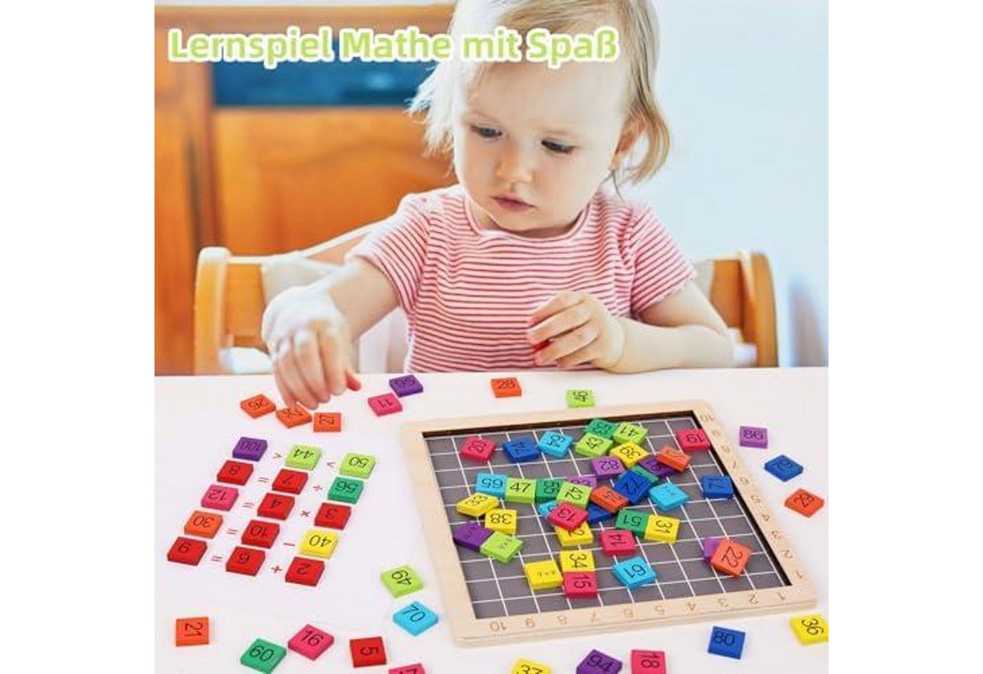 FELIXLEO Rechenschieber Montessori Mathe Spielzeug Hunderterbrett aus Holz Zahlen 1 bis 100, (1-tlg) Bild 4