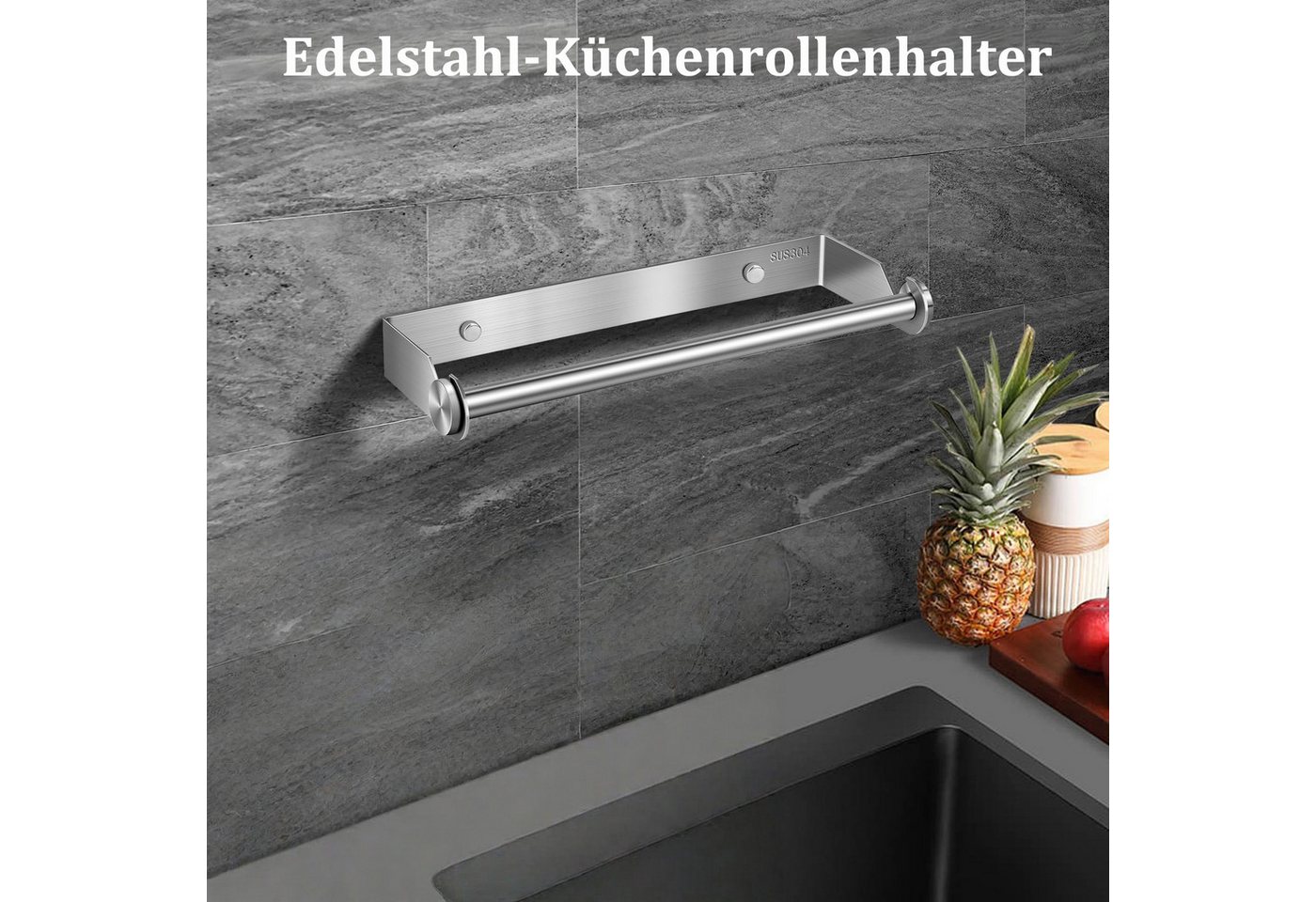 FOUORTUNATE-BEE Küchenrollenhalter Küchenrollenhalter Edelstahl Wand Küchenpapierhalter mit Schrauben, (für Küche Badezimmer Wohnzimmer) Bild 2