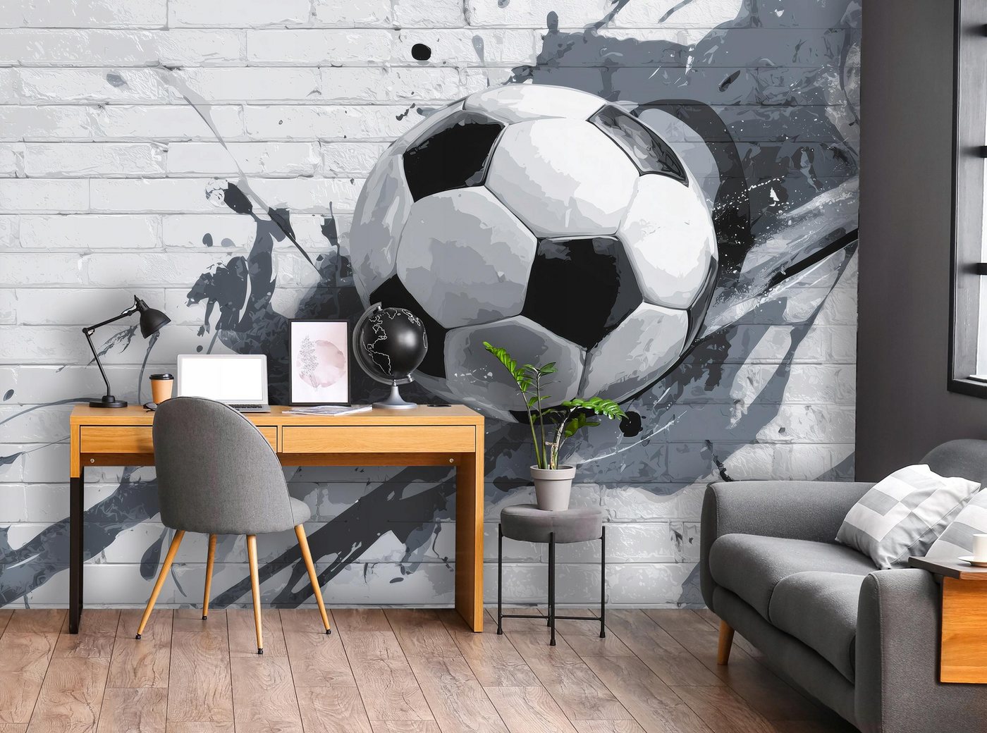 Wallarena Fototapete Junge Fußballspieler Vlies strapazierfähig Kinderzimmer 350x250 cm, glatt, 150 x 105 cm Bild 2