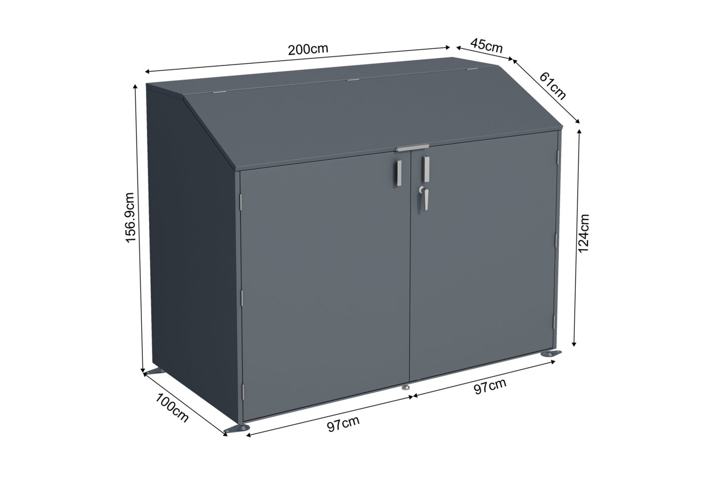 ESTEXO Gerätehaus Fahrradgarage Fahrradbox Metall Box 200x100x157 cm abschließbar für Bild 2