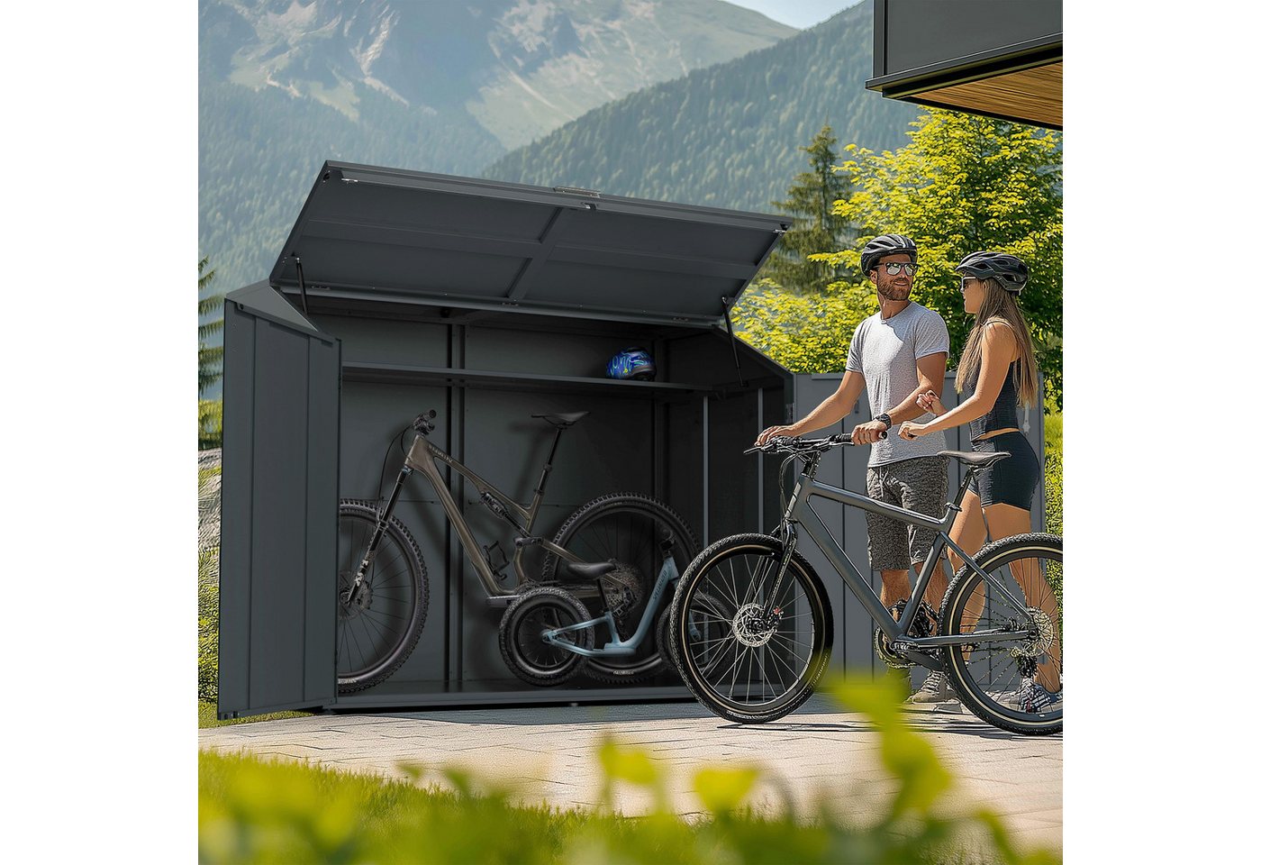 ESTEXO Gerätehaus Fahrradgarage Fahrradbox Metall Box 200x100x157 cm abschließbar für Bild 3