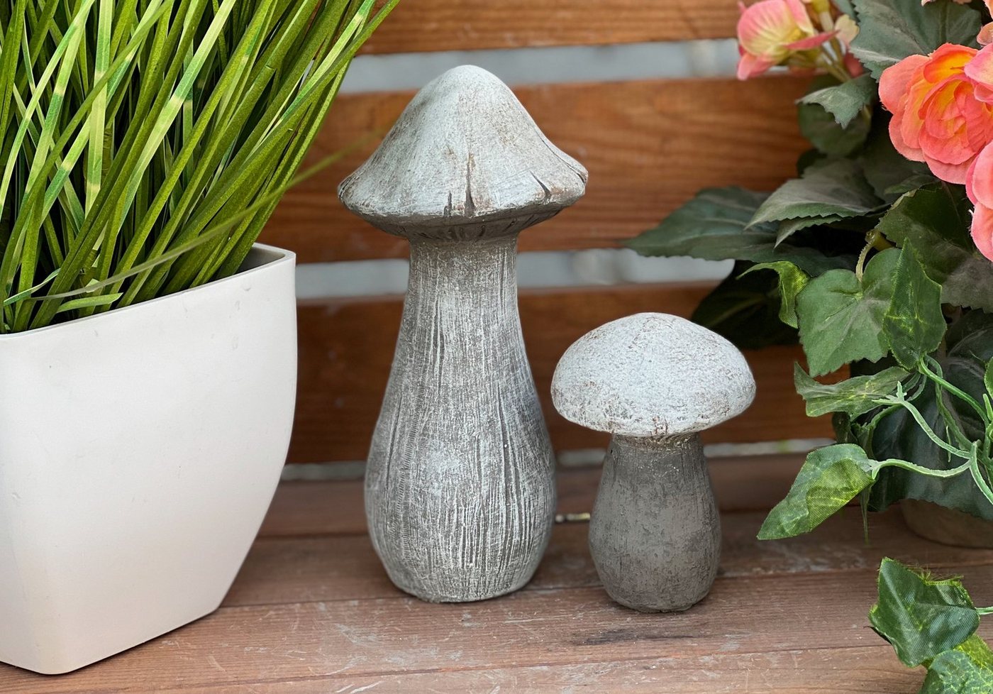 Stone and Style Gartenfigur Frostfeste Steinfigur 2er-Set Waldpilze