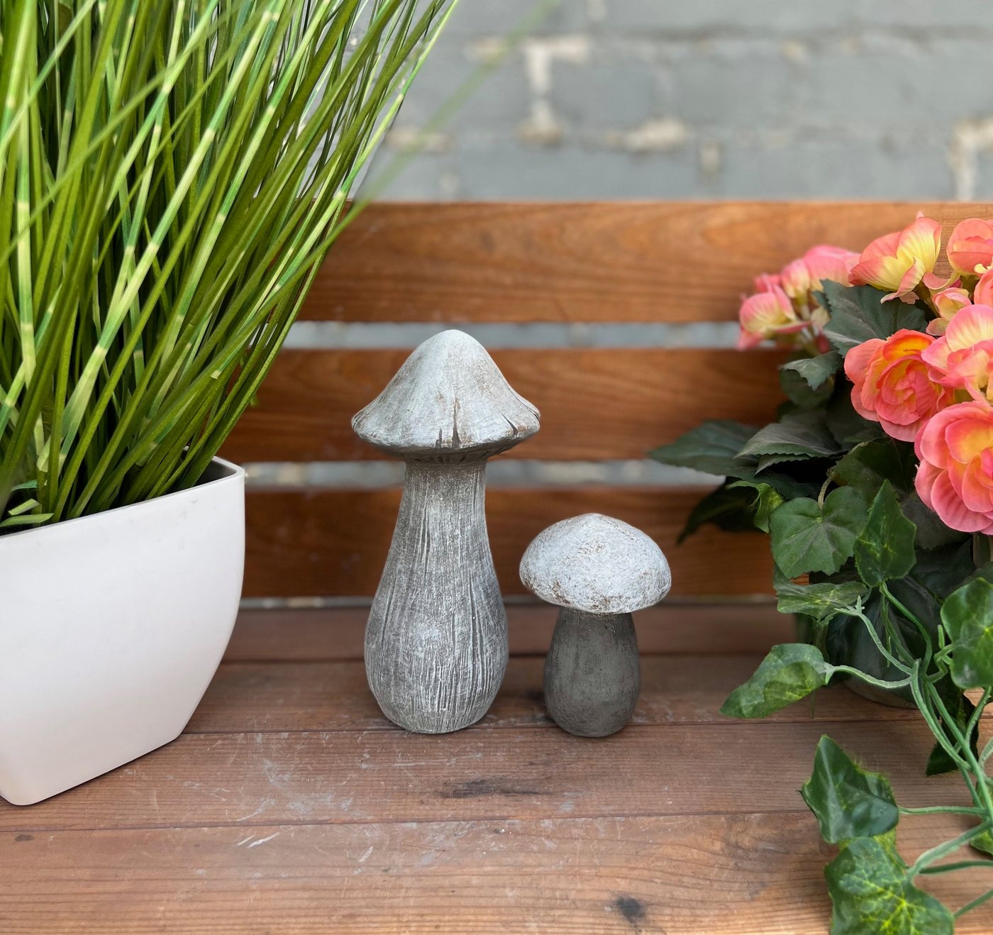 Stone and Style Gartenfigur Frostfeste Steinfigur 2er-Set Waldpilze Bild 3