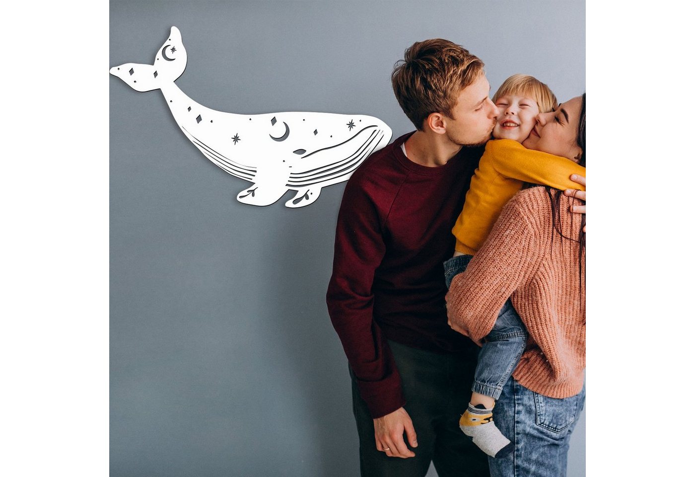 Namofactur LED Nachtlicht Wal Kinderzimer Wand Lampe Dekoration, Nachtlicht für Kinder, Mit Zugschalter, LED fest integriert, Warmweiß