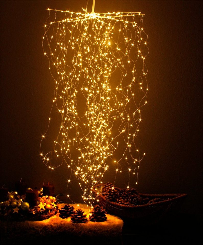 Arnusa LED-Lichtervorhang Sternenschauer LED Lichterbündel zum Aufhängen Weihnachtsbeleuchtung, 720-flammig, warmweiß für Innen und Außen mit Netzteil Bild 2
