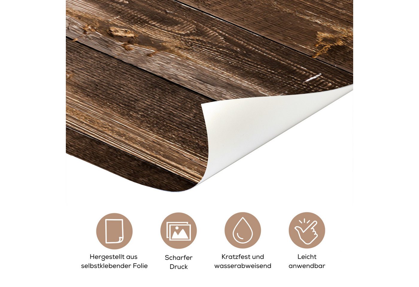 MuchoWow Türtapete Regal - Muster - Vintage - Holz, Matt, bedruckt, (1 St), Selbstklebende Tapete, Folie für Möbel, 75x205 cm Bild 2