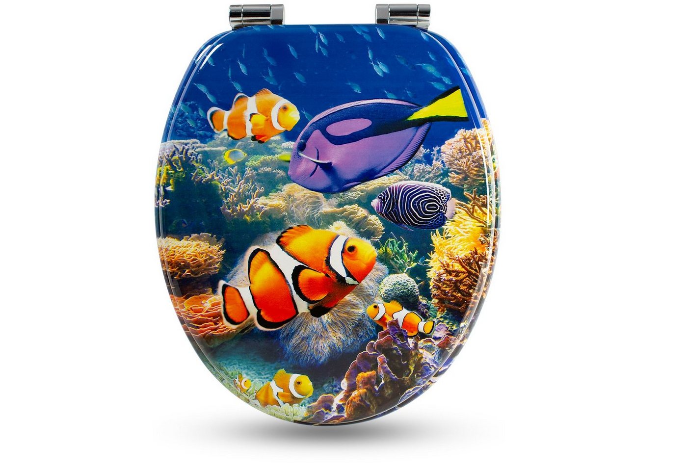 Sanfino WC-Sitz "Nemo" Premium Toilettendeckel mit Absenkautomatik aus Holz, mit schönem Maritim-Motiv, hohem Sitzkomfort, einfache Montage Bild 2