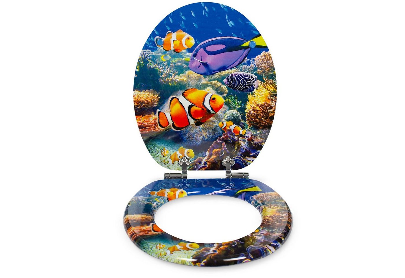 Sanfino WC-Sitz "Nemo" Premium Toilettendeckel mit Absenkautomatik aus Holz, mit schönem Maritim-Motiv, hohem Sitzkomfort, einfache Montage Bild 4
