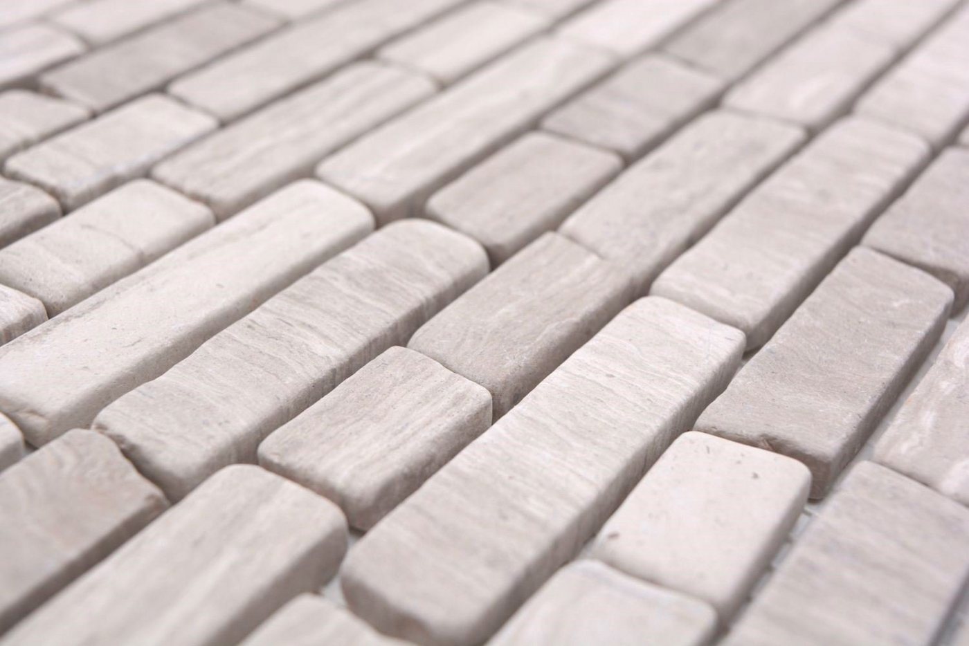 Mosani Mosaikfliesen Mosaik Marmor Naturstein Brick Verbund Stäbchen hellgrau Bild 2
