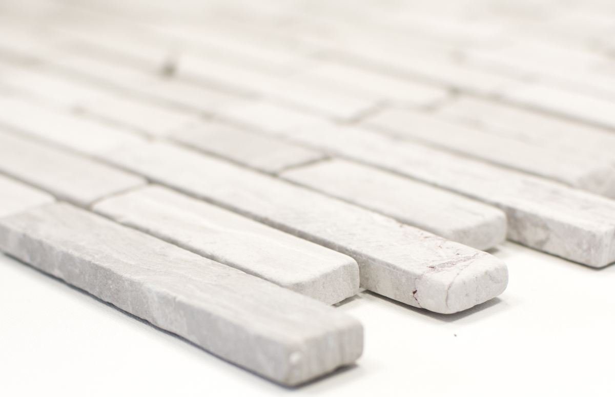 Mosani Mosaikfliesen Mosaik Marmor Naturstein Brick Verbund Stäbchen hellgrau Bild 5