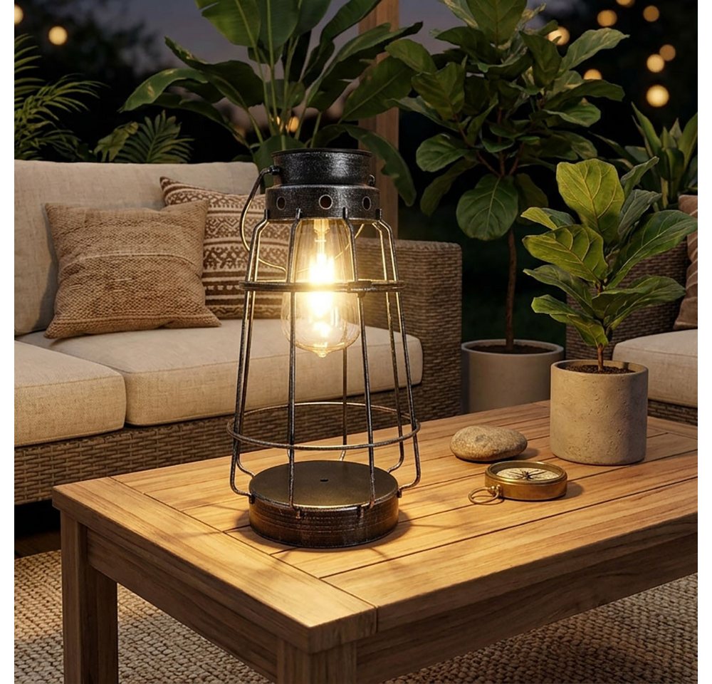 NOWA LED Solarleuchte, LED-Leuchtmittel fest verbaut, Warmweiß, Solarleuchte Außenlampe Solarlaterne LED altsilber maritim Deko 3x Bild 5