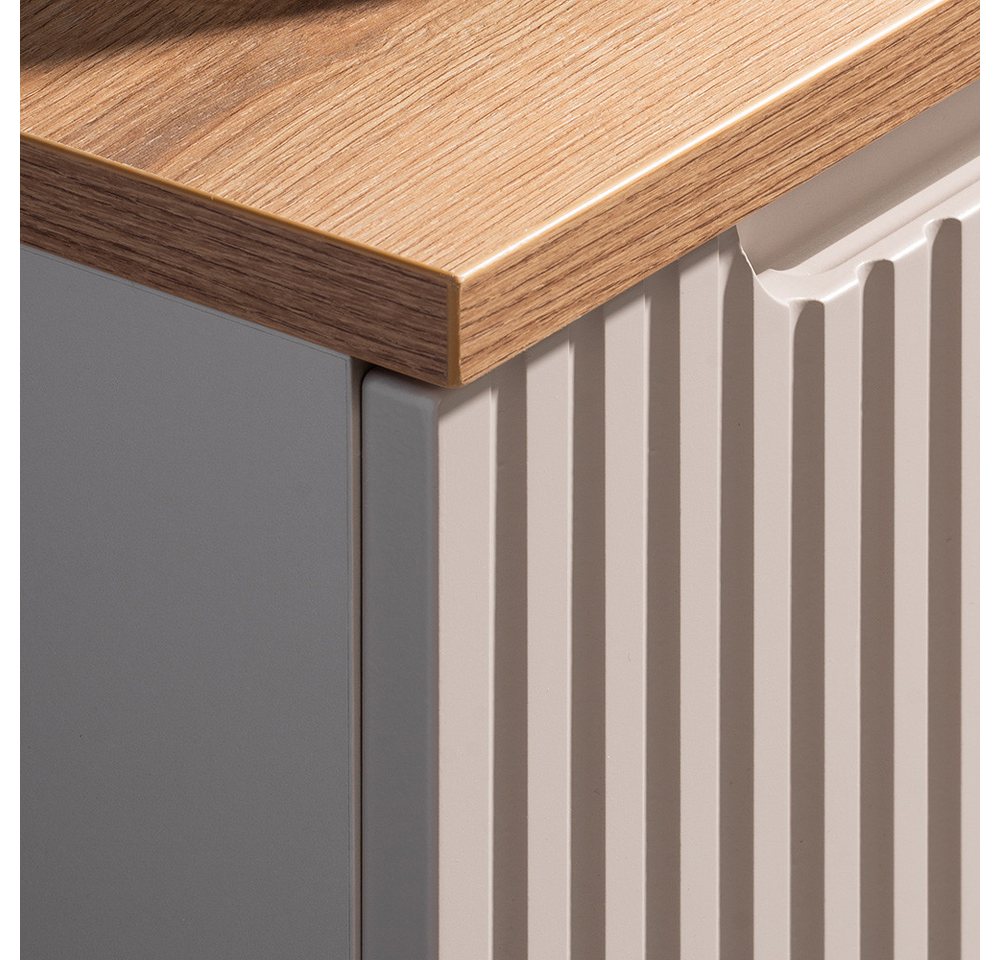 Lomadox Waschbeckenschrank NEWPORT-56-CASHMERE Waschtischunterschrank 50cm in kaschmir, gerillte Front