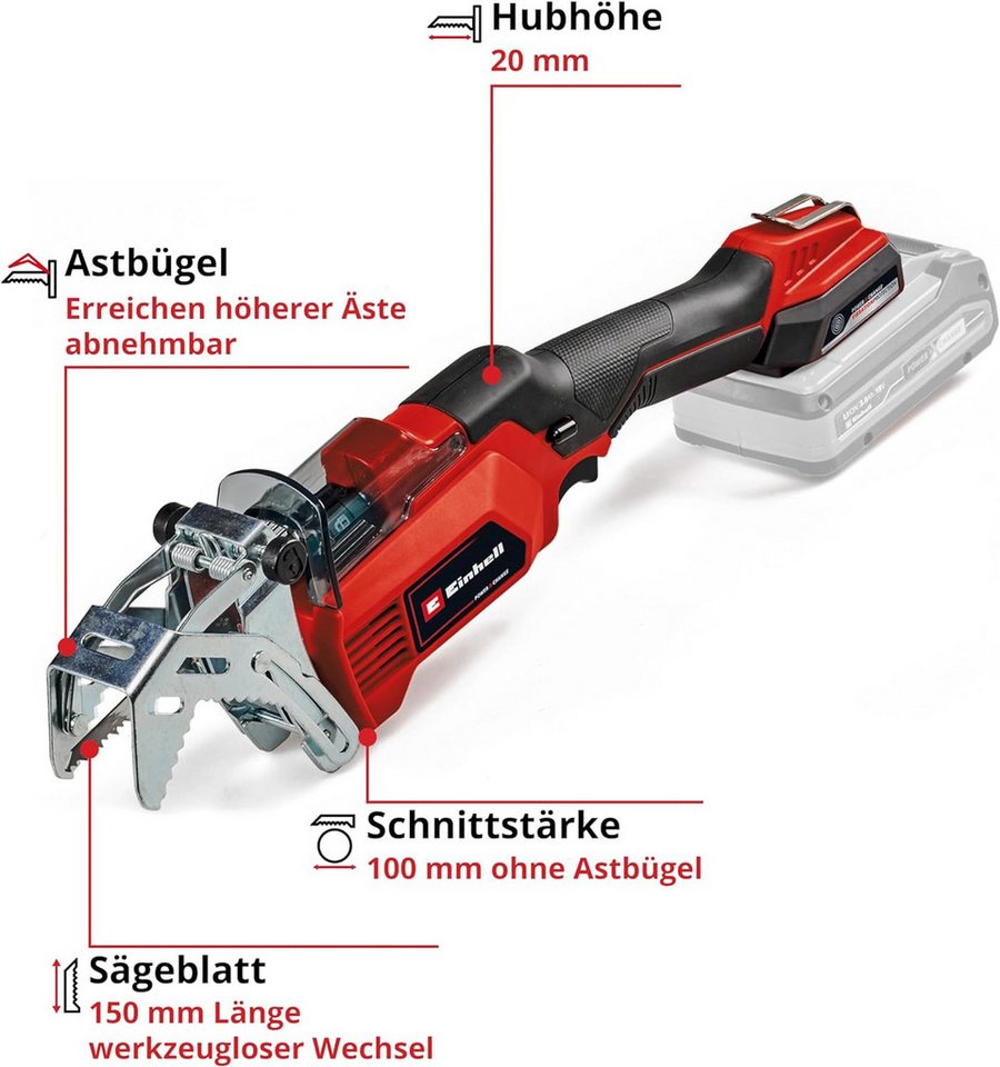 Einhell Akku-Säbelsäge Akkuastsäge GE-GS 18/150 Li-Solo 18V inkl- 2 kwb + 2 Extra Sägeblätter Bild 5