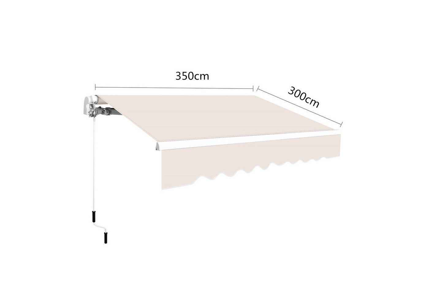 Clanmacy Markise Gelenkarmmarkise Balkonmarkise Sonnenmarkise UV-Schutz 350x300cm Beige